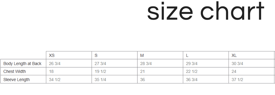 The Links Long Sleeve Polo size chart