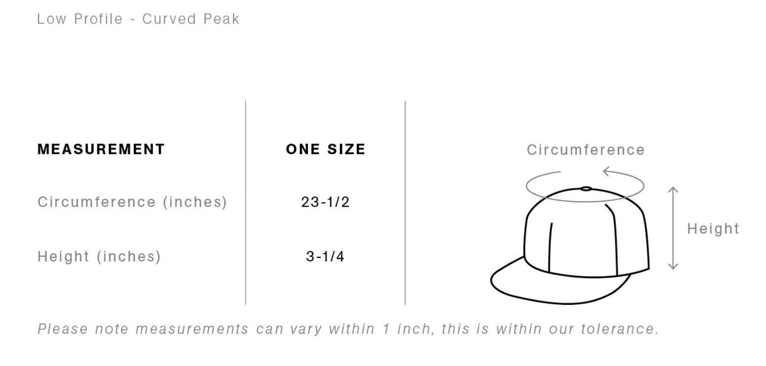 The Rope Cap size chart