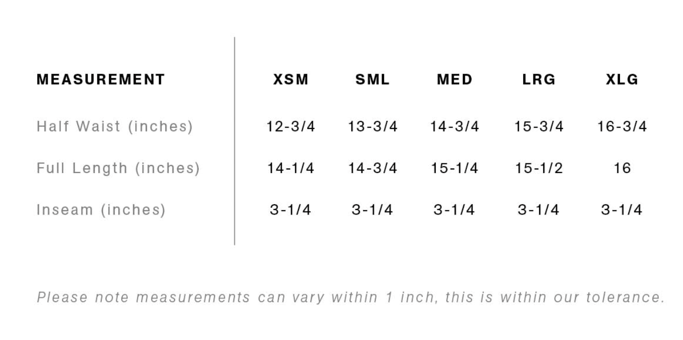 The Women's Cut Lounge Short size chart