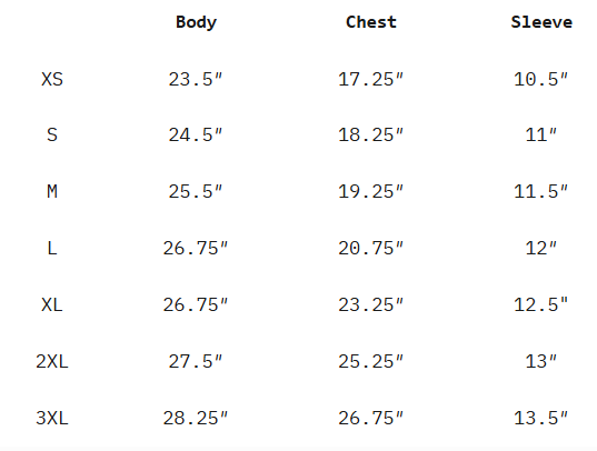 Supima Tee, Women's Cut size chart